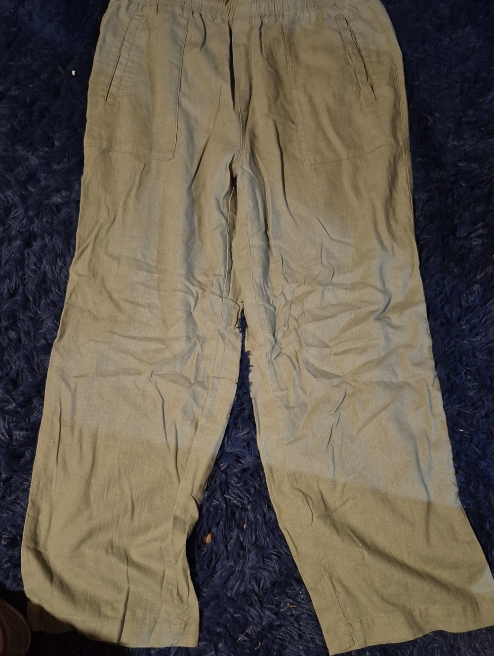 Men's Relaxed Linen-Blend Pants — Olive Green